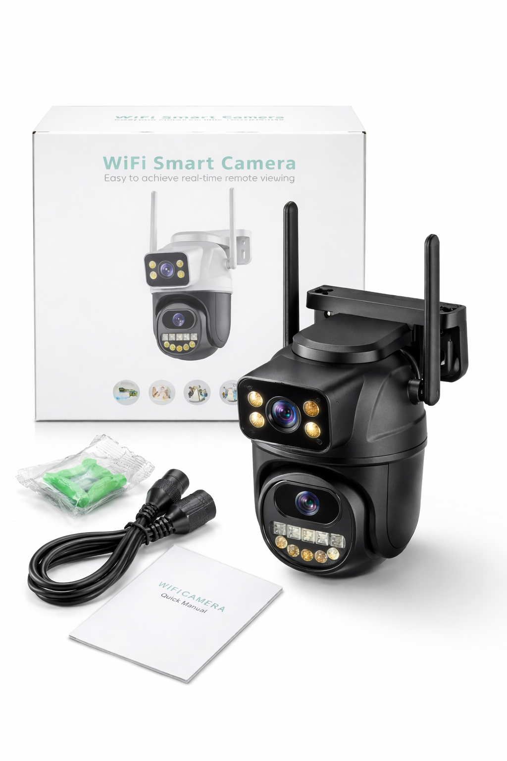 GlowDefend 360° Dual-Lens Smart Security Camera (Wireless, Night Vision)